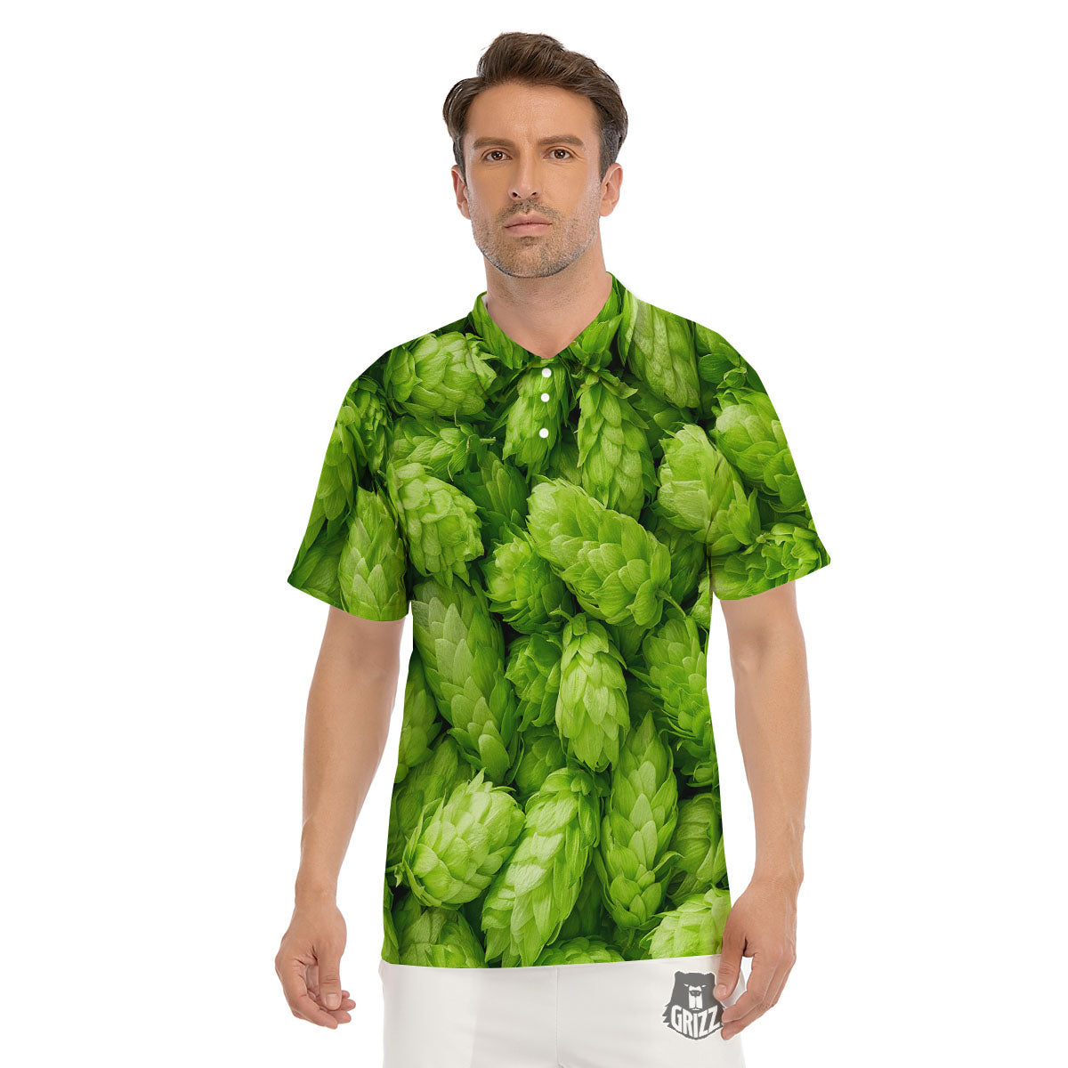 Hop Cone Fresh Print Men's Golf Shirts-grizzshop