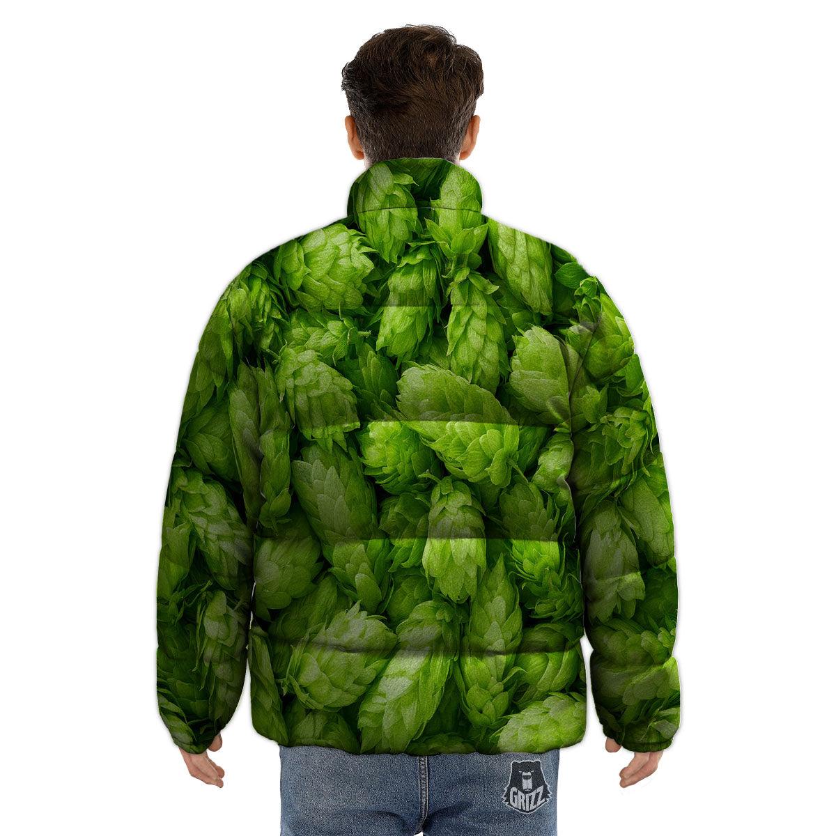 Hop Cone Fresh Print Puffer Jacket-grizzshop