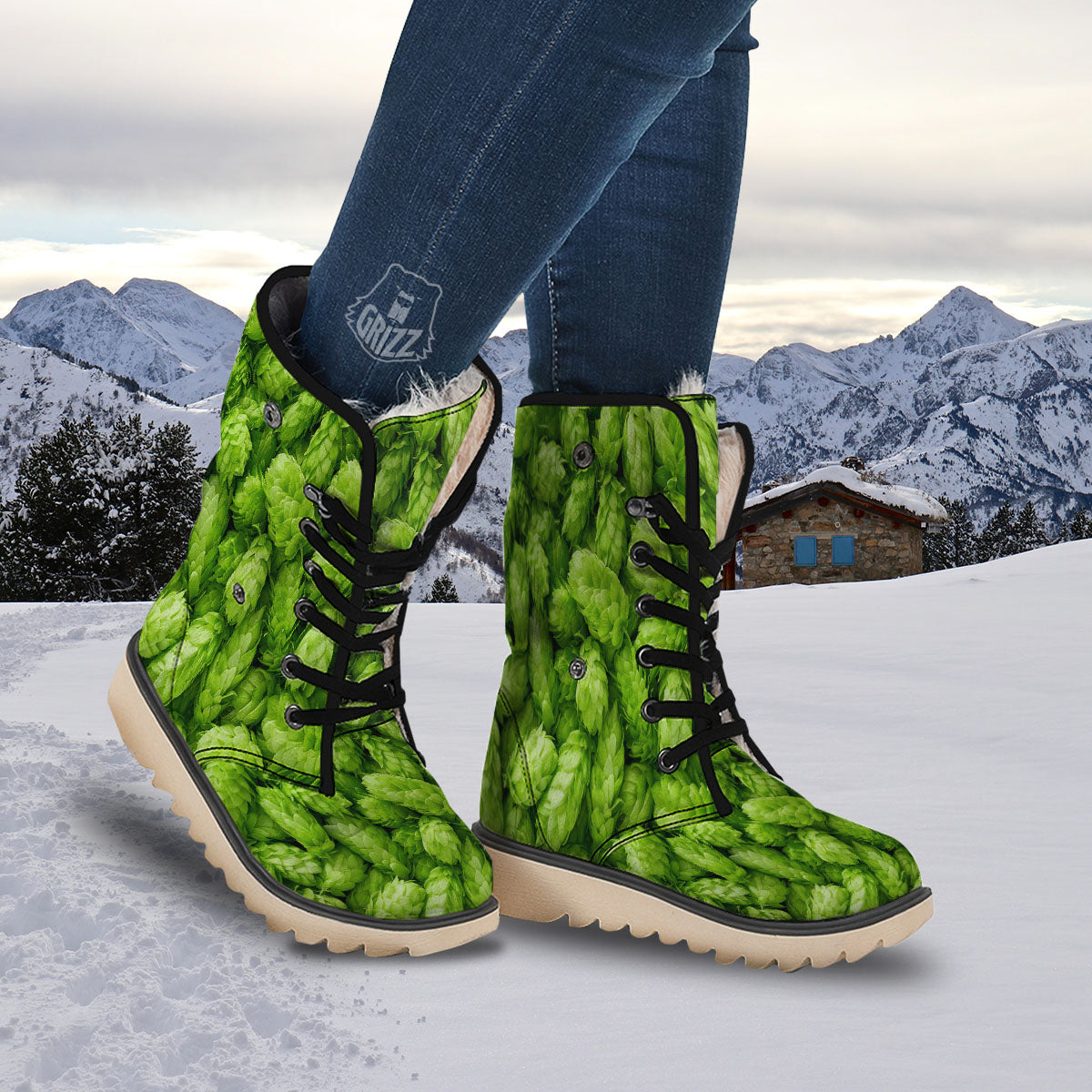 Hop Cone Fresh Print Snow Boots-grizzshop