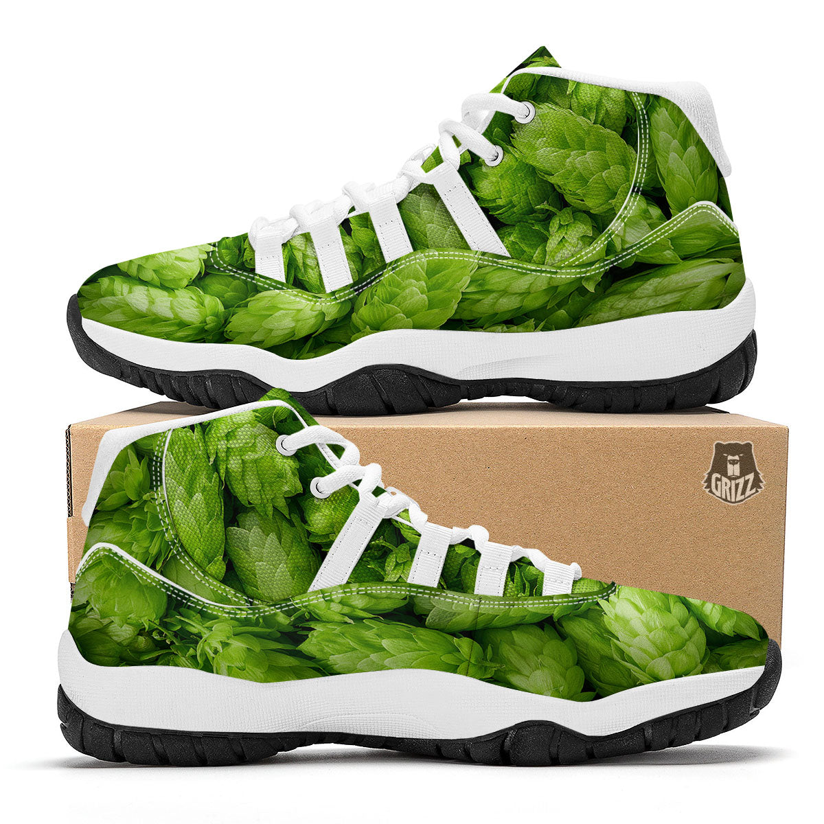 Hop Cone Fresh Print White Bball Shoes-grizzshop