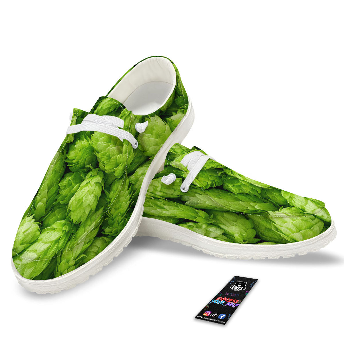 Hop Cone Fresh Print White Loafers-grizzshop