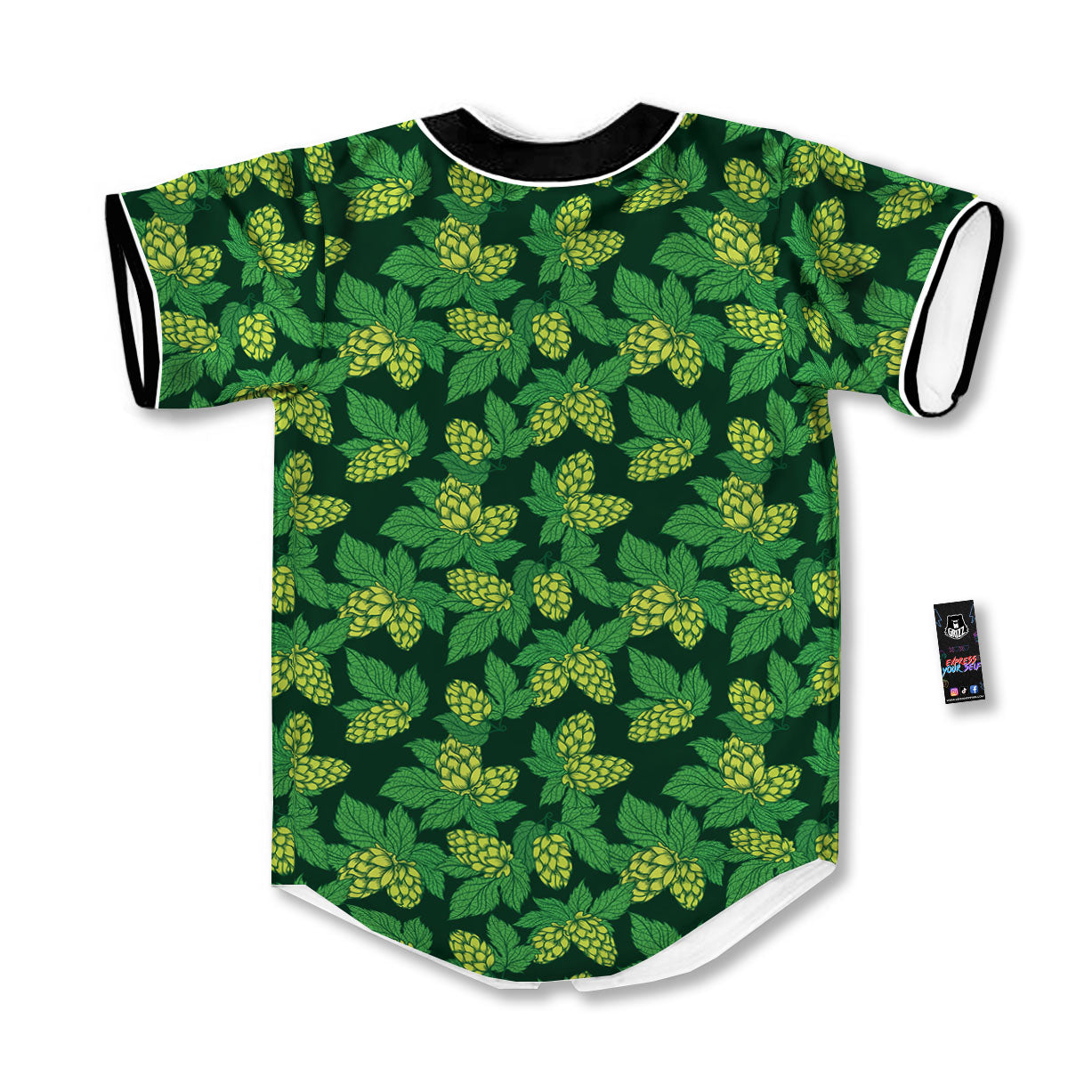 Hop Cone Green Print Pattern Baseball Jersey-grizzshop