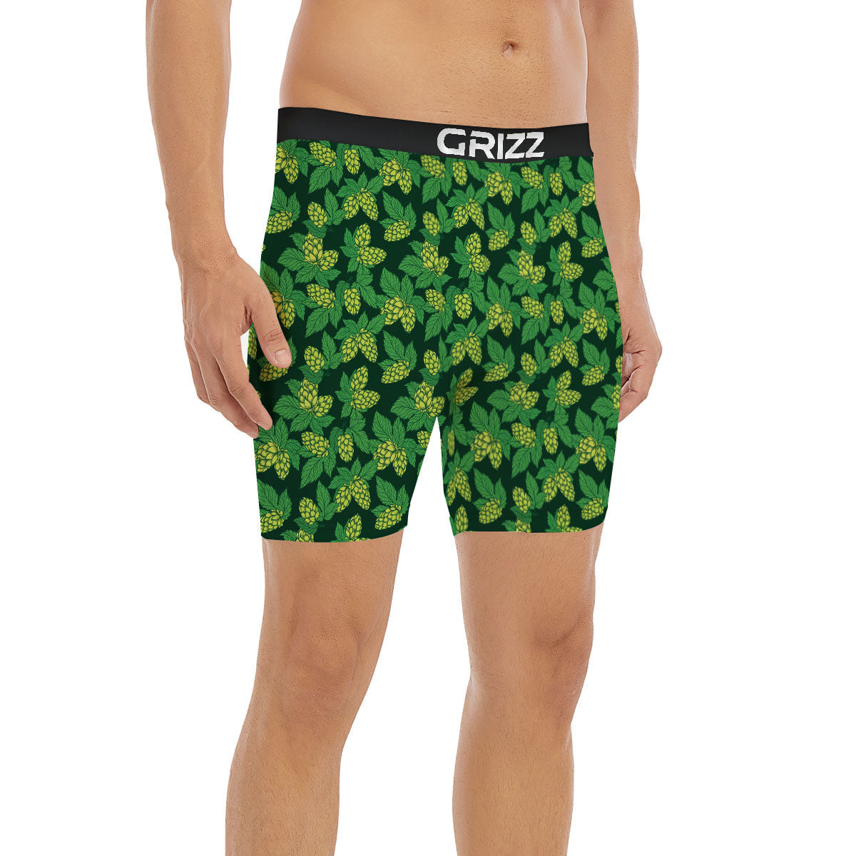 Hop Cone Green Print Pattern Boxer Briefs-grizzshop