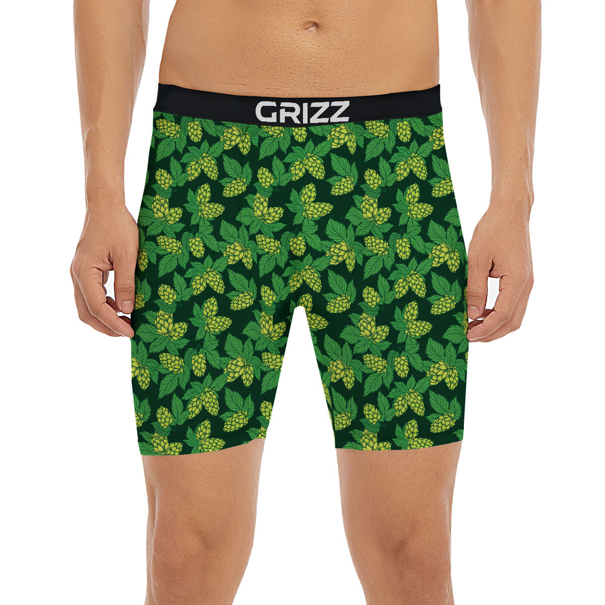 Hop Cone Green Print Pattern Boxer Briefs-grizzshop