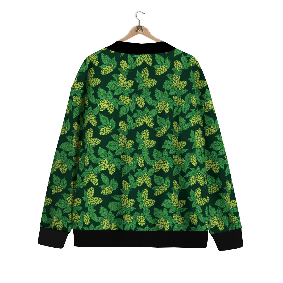 Hop Cone Green Print Pattern Cardigan-grizzshop