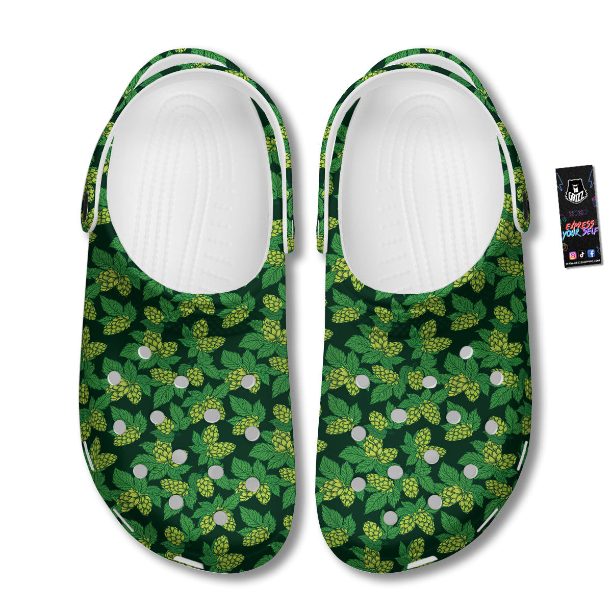 Hop Cone Green Print Pattern Clog-grizzshop