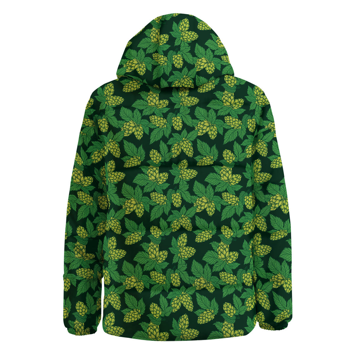 Hop Cone Green Print Pattern Down Jacket-grizzshop