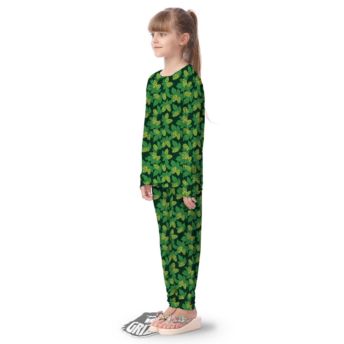Hop Cone Green Print Pattern Kid's Pajamas-grizzshop