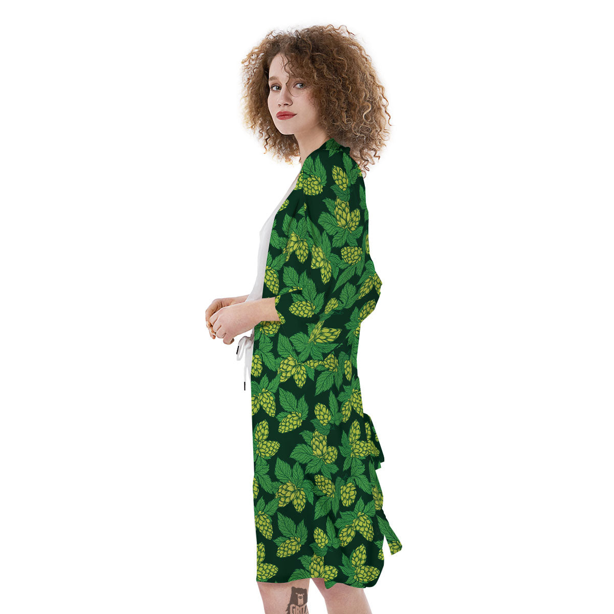 Hop Cone Green Print Pattern Kimono-grizzshop