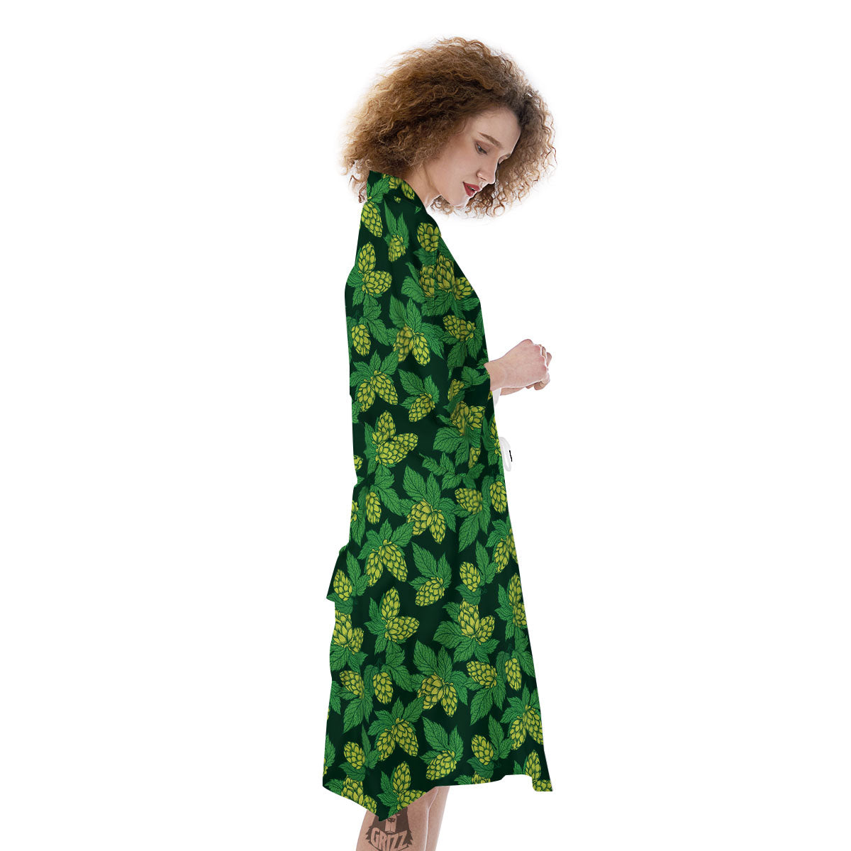 Hop Cone Green Print Pattern Kimono-grizzshop