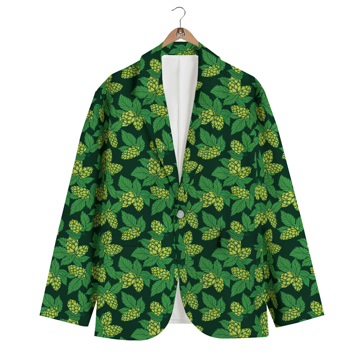 Hop Cone Green Print Pattern Men's Blazer-grizzshop