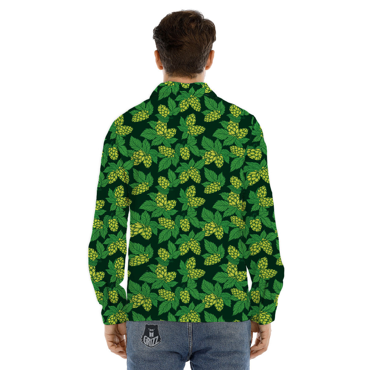 Hop Cone Green Print Pattern Men's Dress Shirts-grizzshop