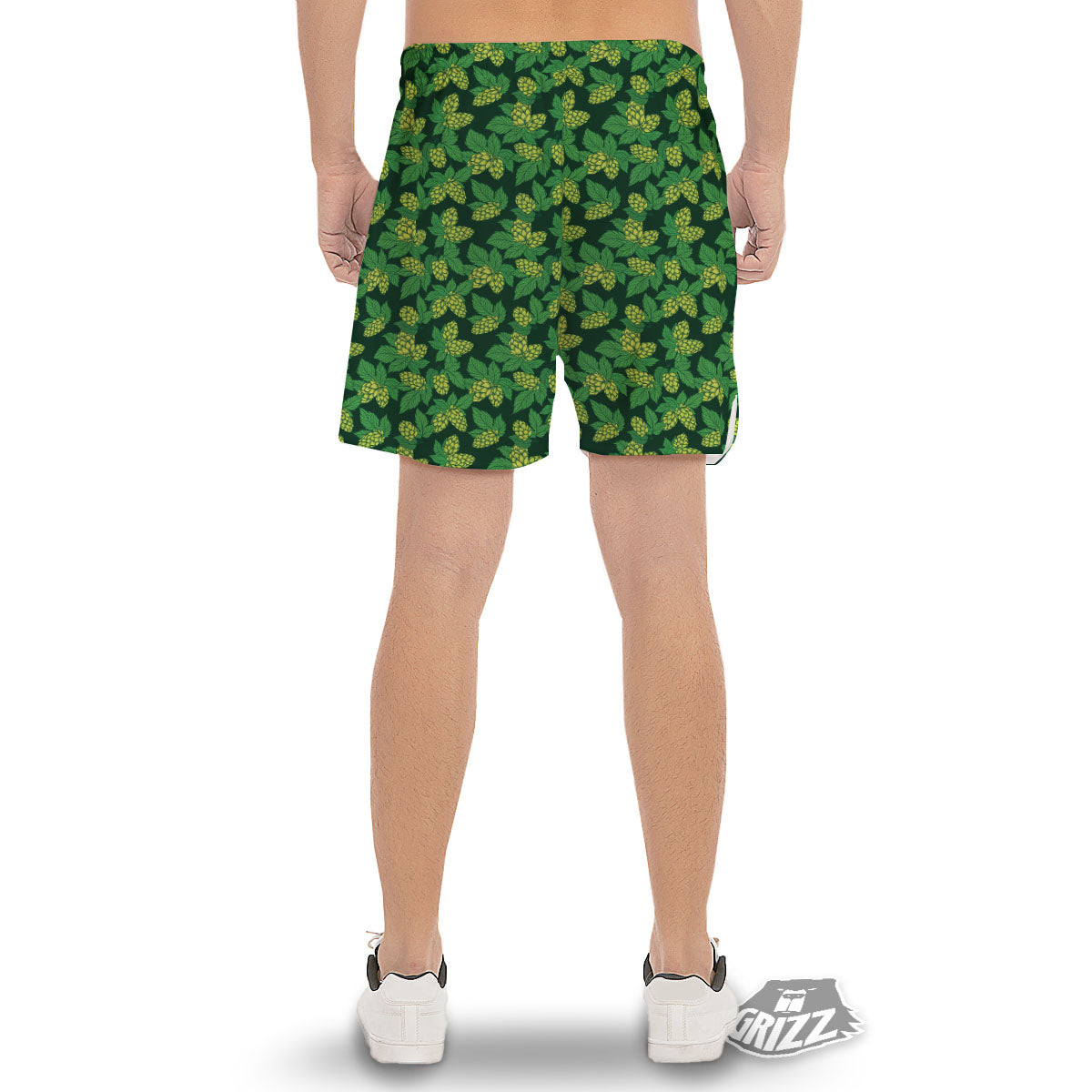 Hop Cone Green Print Pattern Men's Gym Shorts-grizzshop
