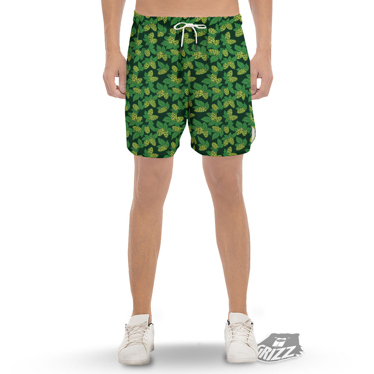 Hop Cone Green Print Pattern Men's Gym Shorts-grizzshop