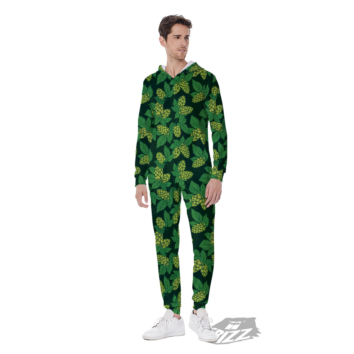 Hop Cone Green Print Pattern Men's Jumpsuit-grizzshop