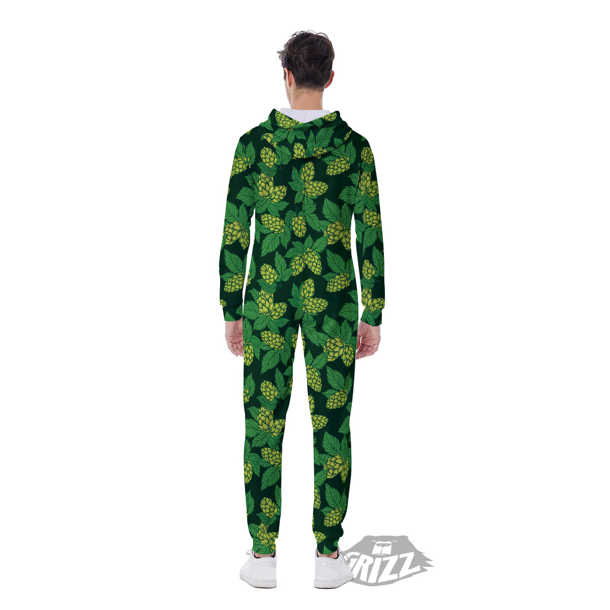Hop Cone Green Print Pattern Men's Jumpsuit-grizzshop