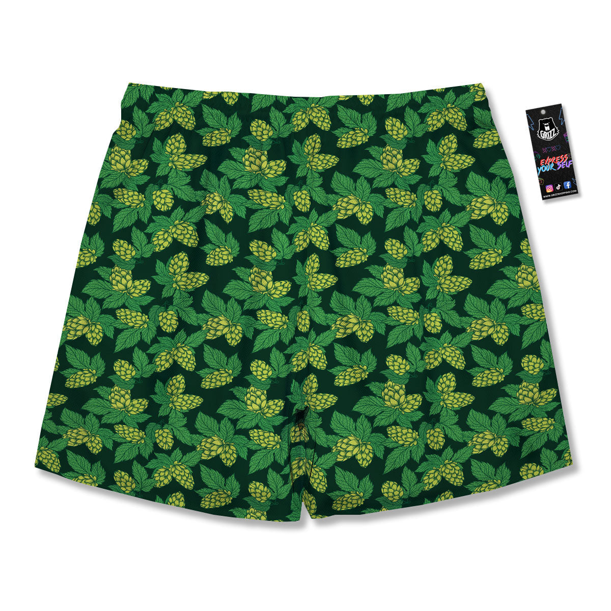 Hop Cone Green Print Pattern Men's Running Shorts-grizzshop