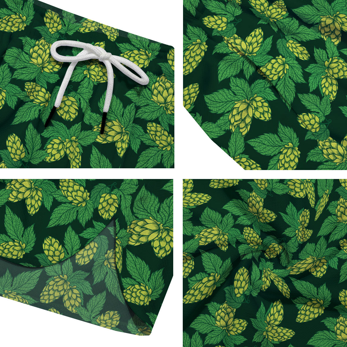 Hop Cone Green Print Pattern Men's Running Shorts-grizzshop