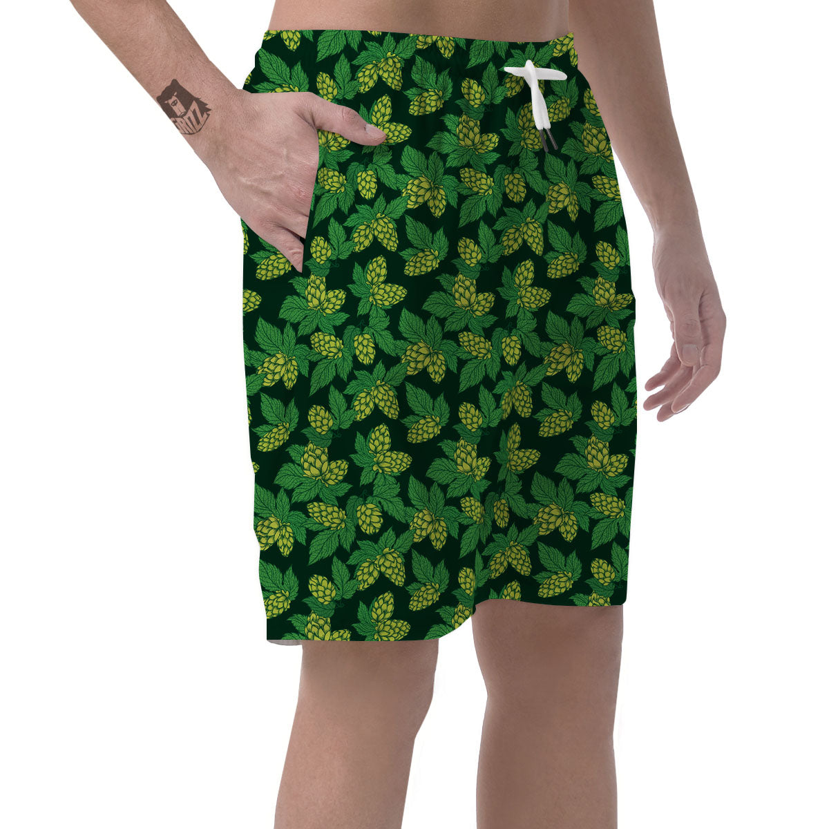 Hop Cone Green Print Pattern Men's Shorts-grizzshop