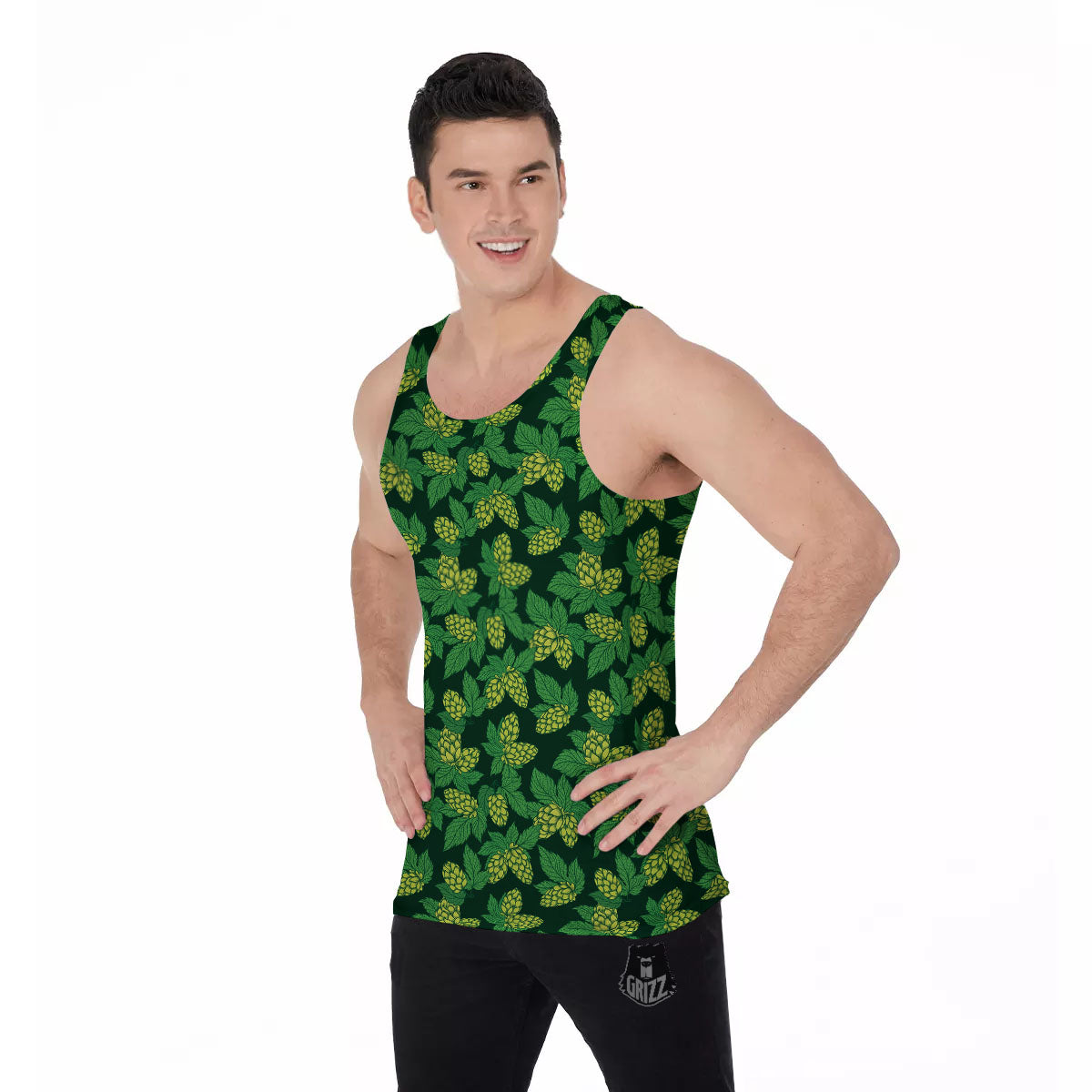 Hop Cone Green Print Pattern Men's Tank Top-grizzshop
