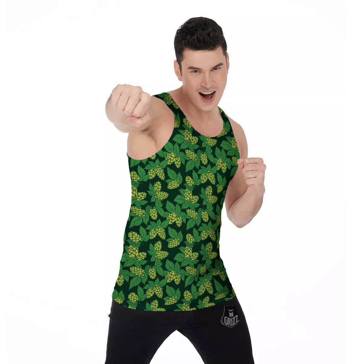 Hop Cone Green Print Pattern Men's Tank Top-grizzshop