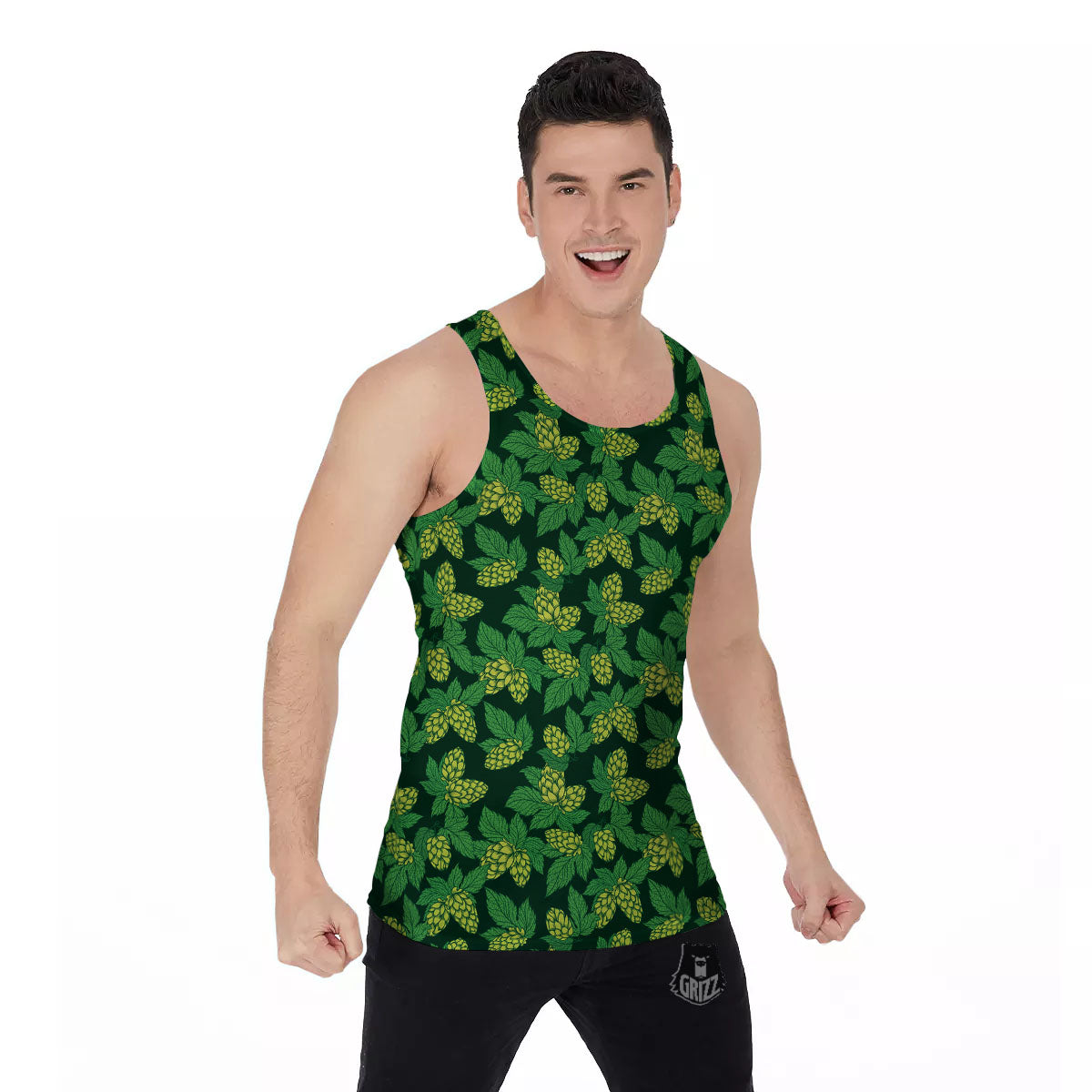 Hop Cone Green Print Pattern Men's Tank Top-grizzshop