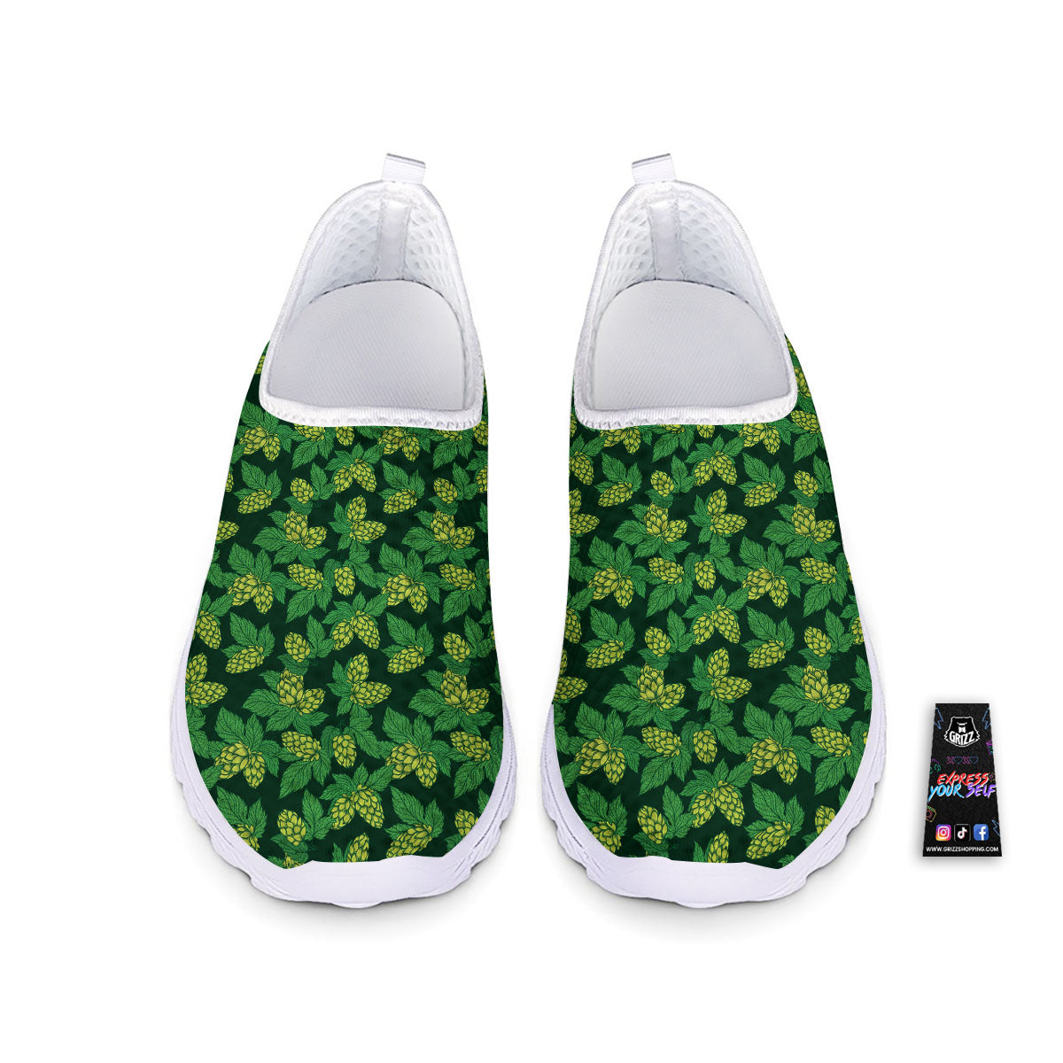 Hop Cone Green Print Pattern Nurse Shoes-grizzshop