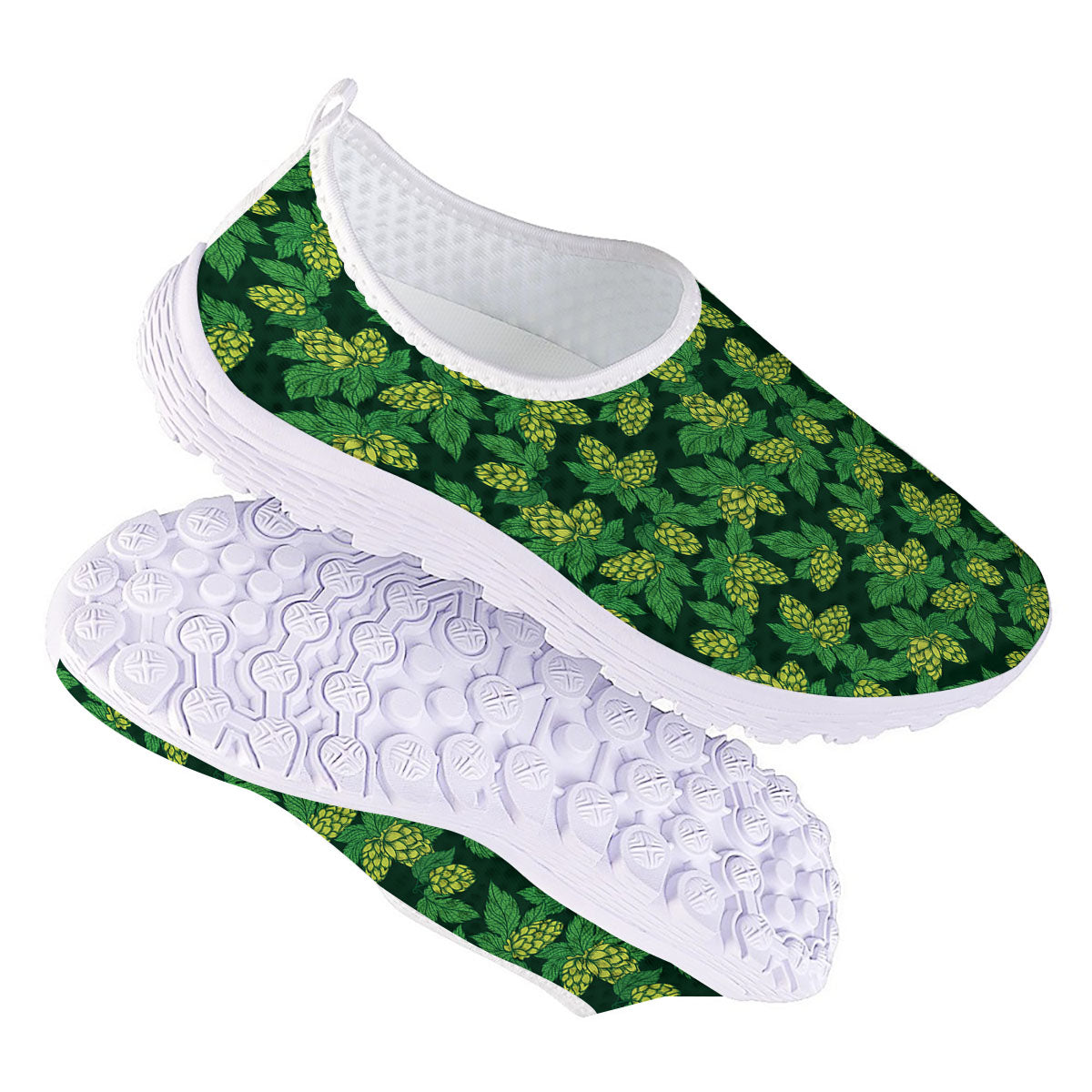 Hop Cone Green Print Pattern Nurse Shoes-grizzshop