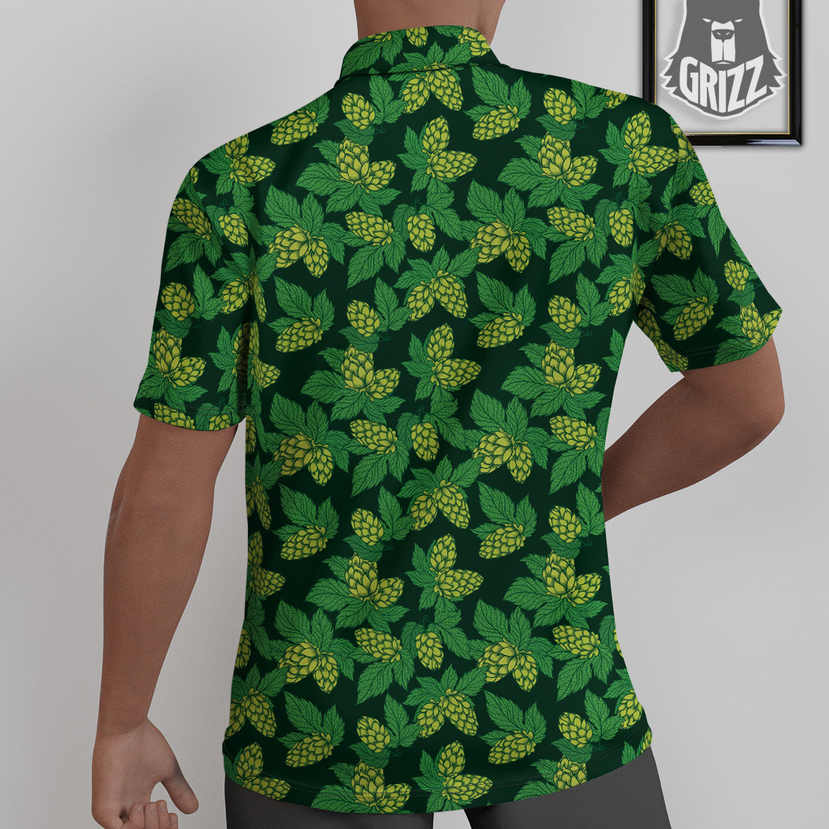 Hop Cone Green Print Pattern Untucked Shirts-grizzshop