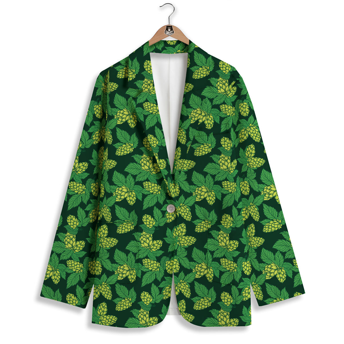 Hop Cone Green Print Pattern Women's Blazer-grizzshop