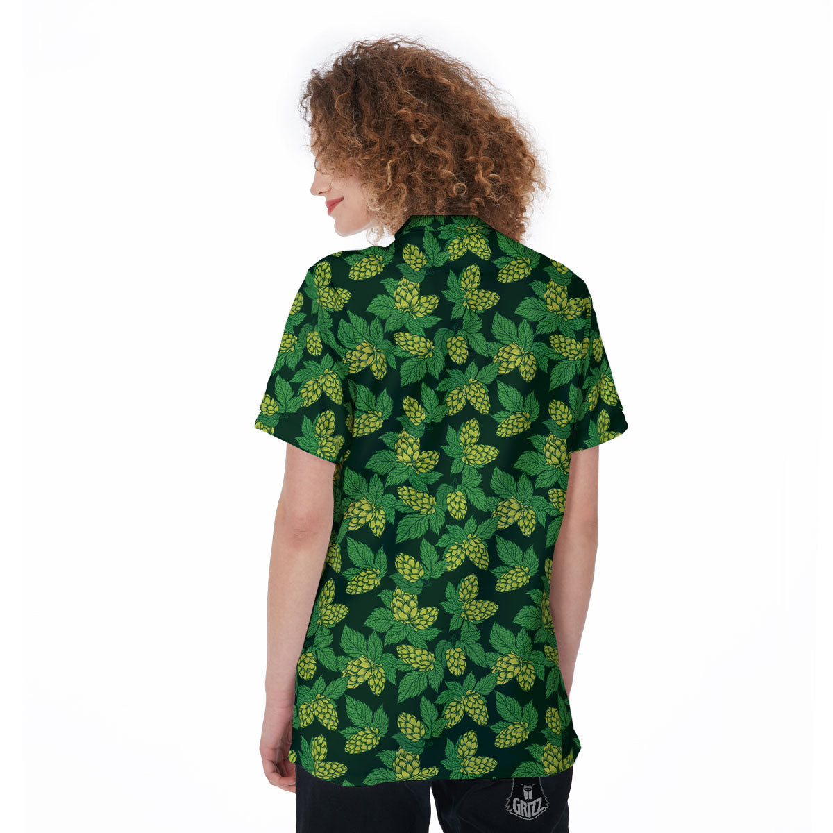 Hop Cone Green Print Pattern Women's Golf Shirts-grizzshop