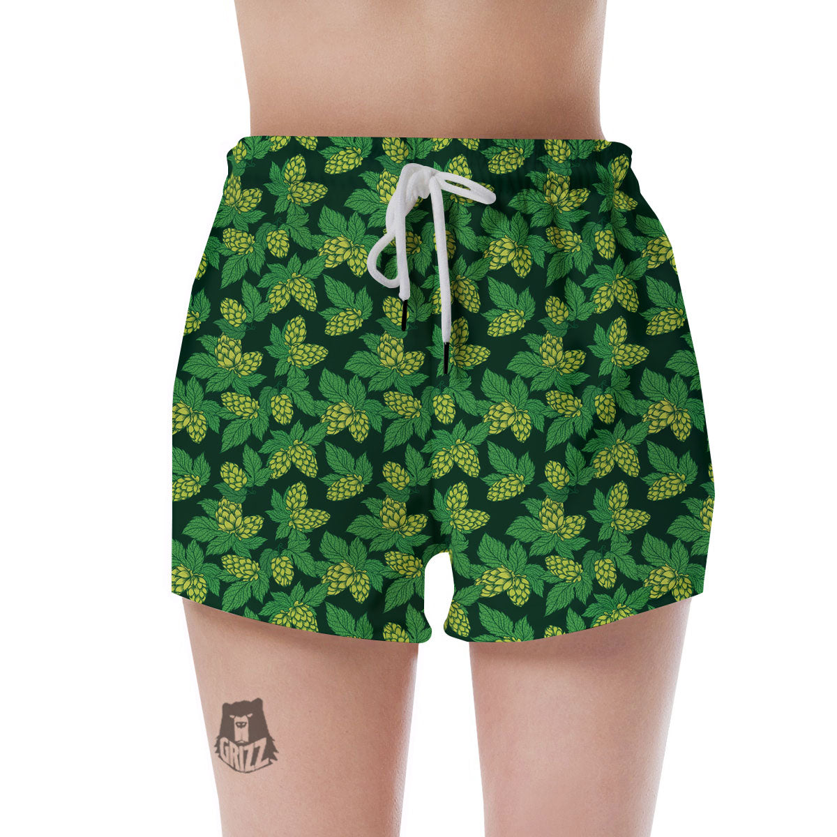 Hop Cone Green Print Pattern Women's Shorts-grizzshop