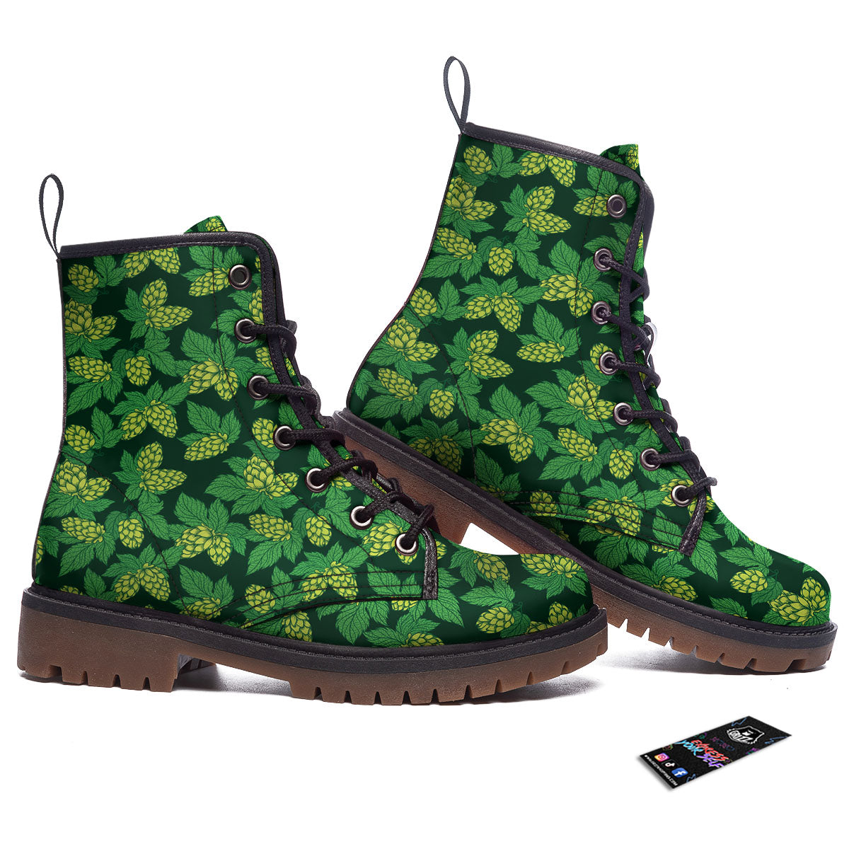 Hop Cone Green Print Pattern Work Boots-grizzshop