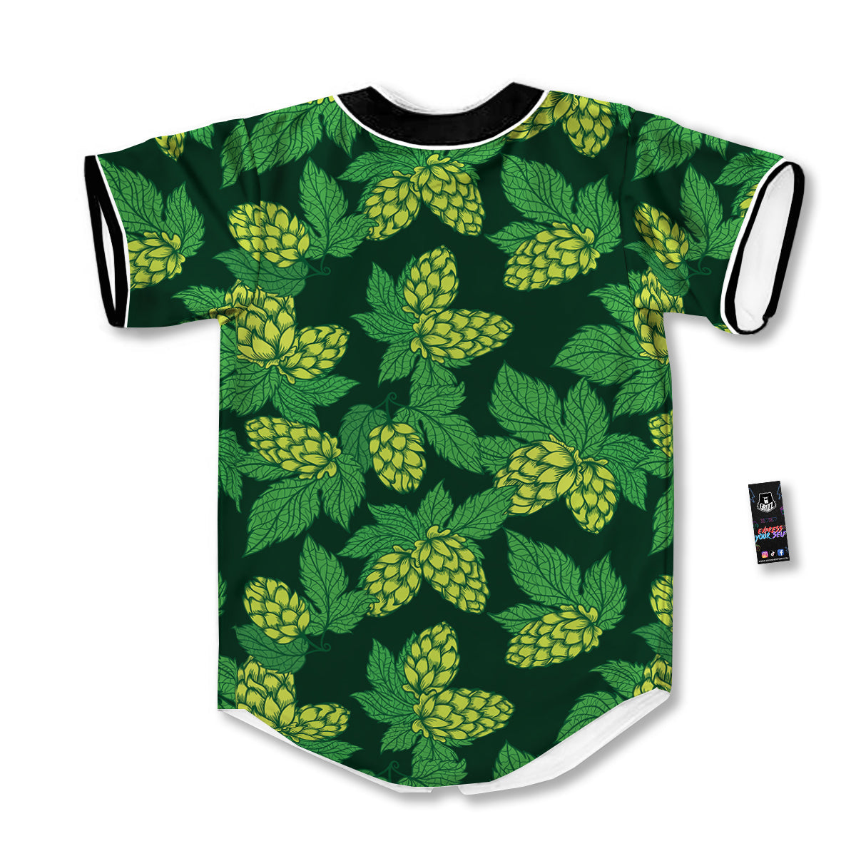 Hop Cone Vintage Print Pattern Baseball Jersey-grizzshop
