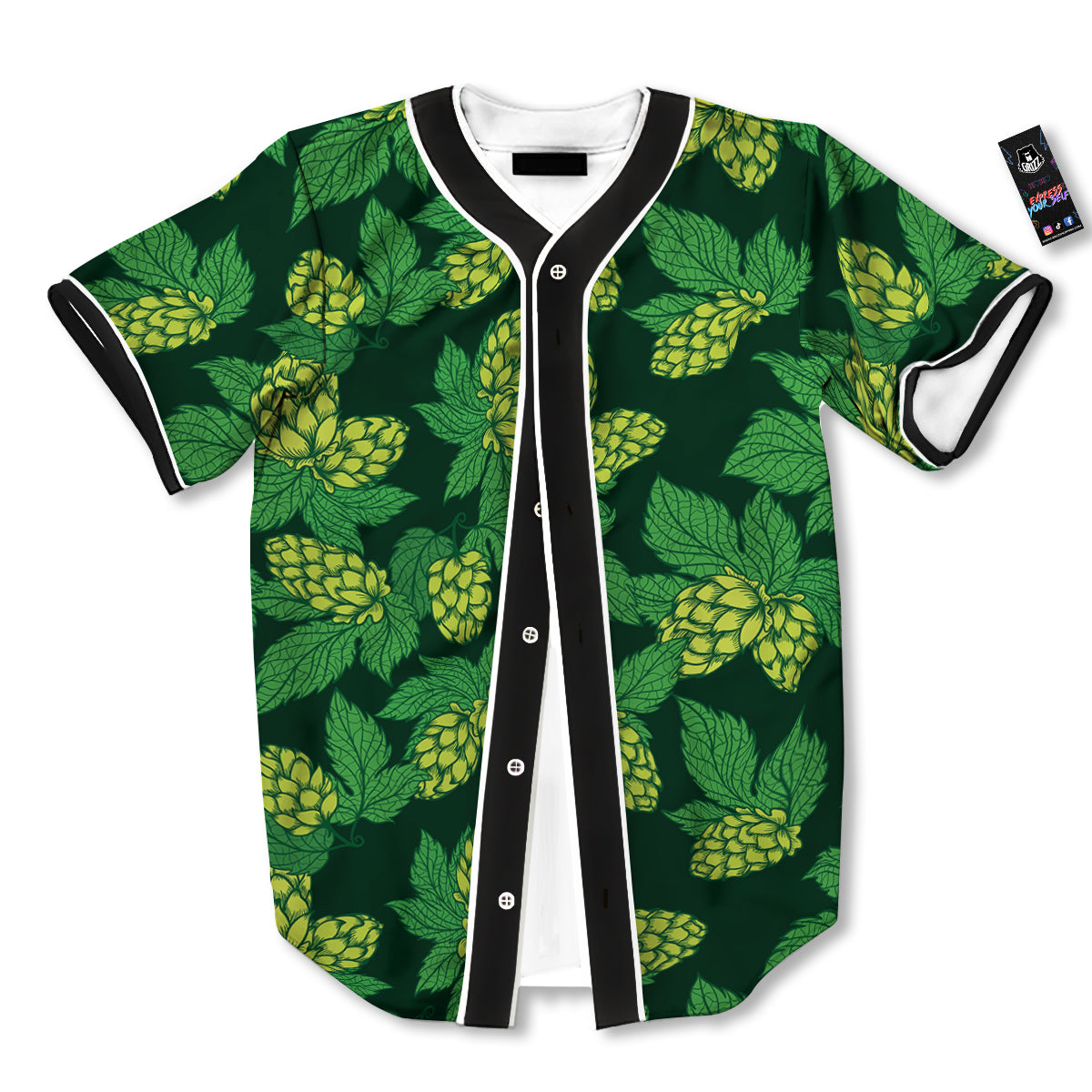 Hop Cone Vintage Print Pattern Baseball Jersey-grizzshop