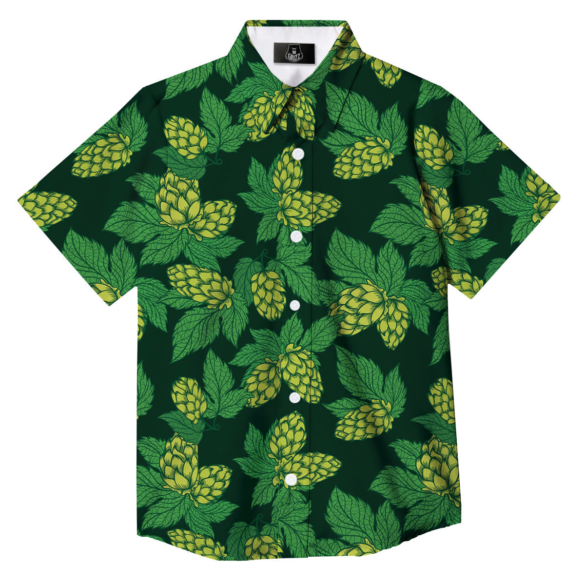 Hop Cone Vintage Print Pattern Button Up Shirt-grizzshop