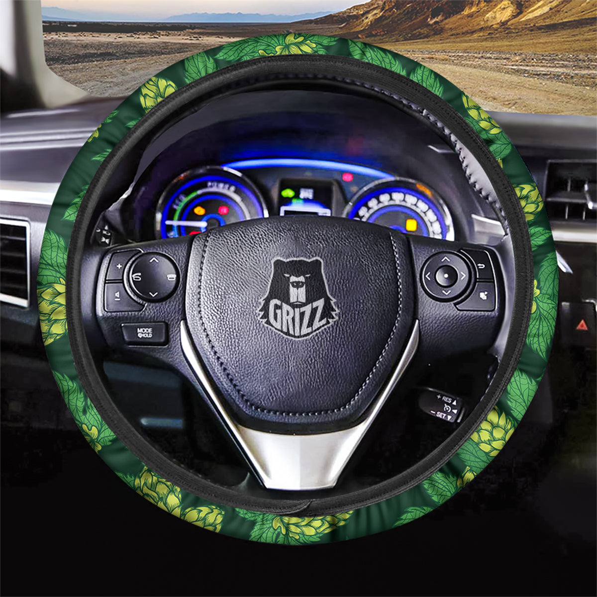 Hop Cone Vintage Print Pattern Car Steering Wheel Cover-grizzshop
