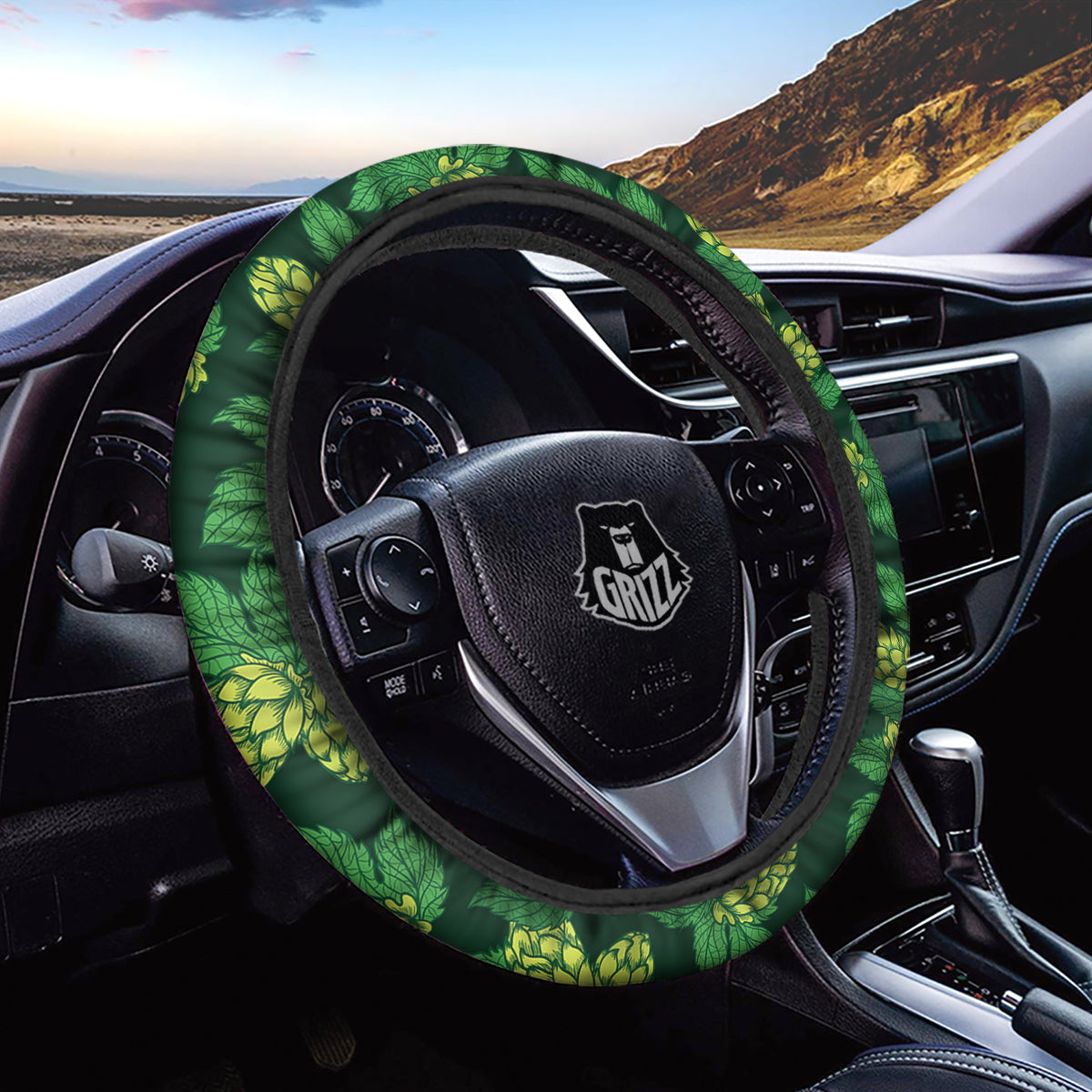 Hop Cone Vintage Print Pattern Car Steering Wheel Cover-grizzshop