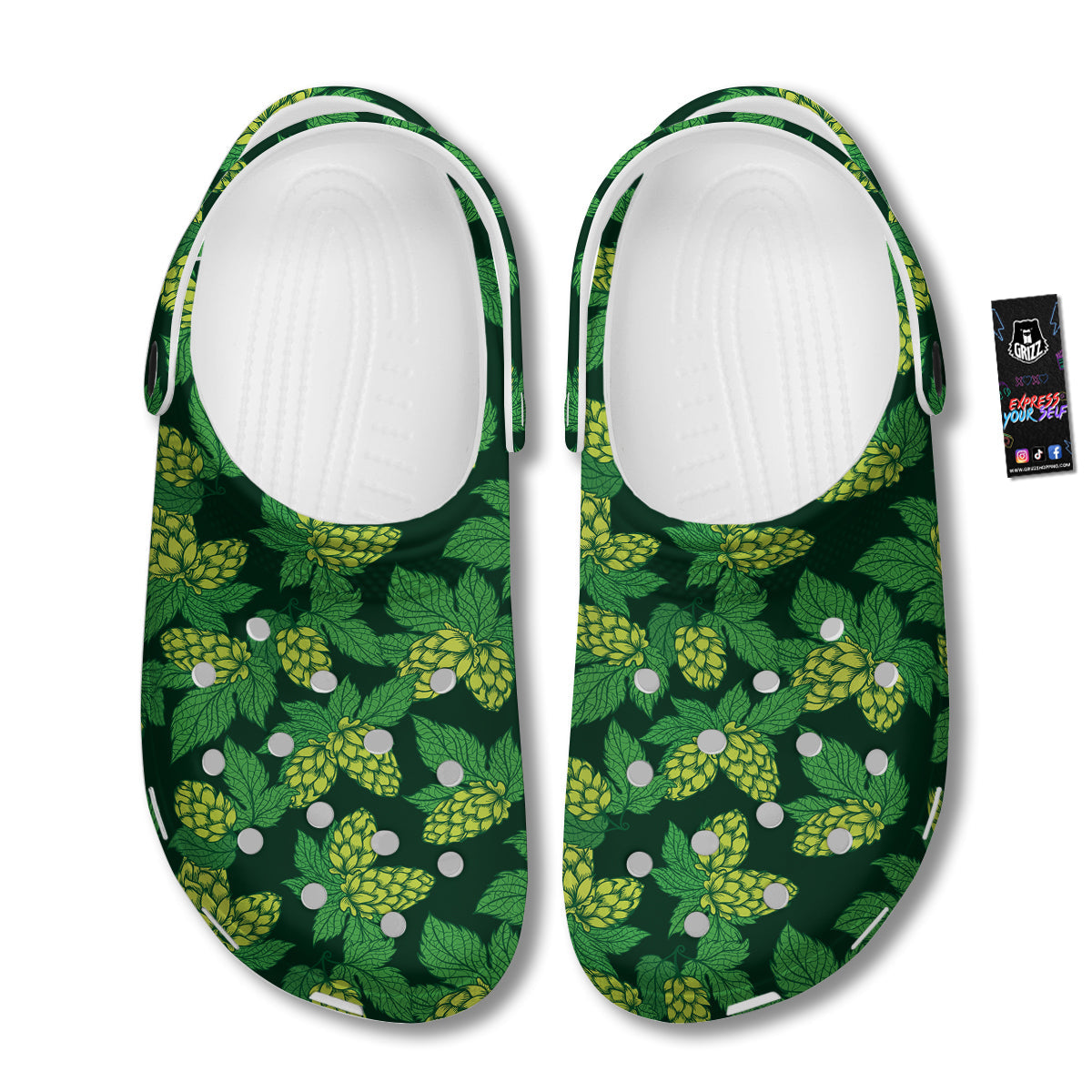 Hop Cone Vintage Print Pattern Clog-grizzshop