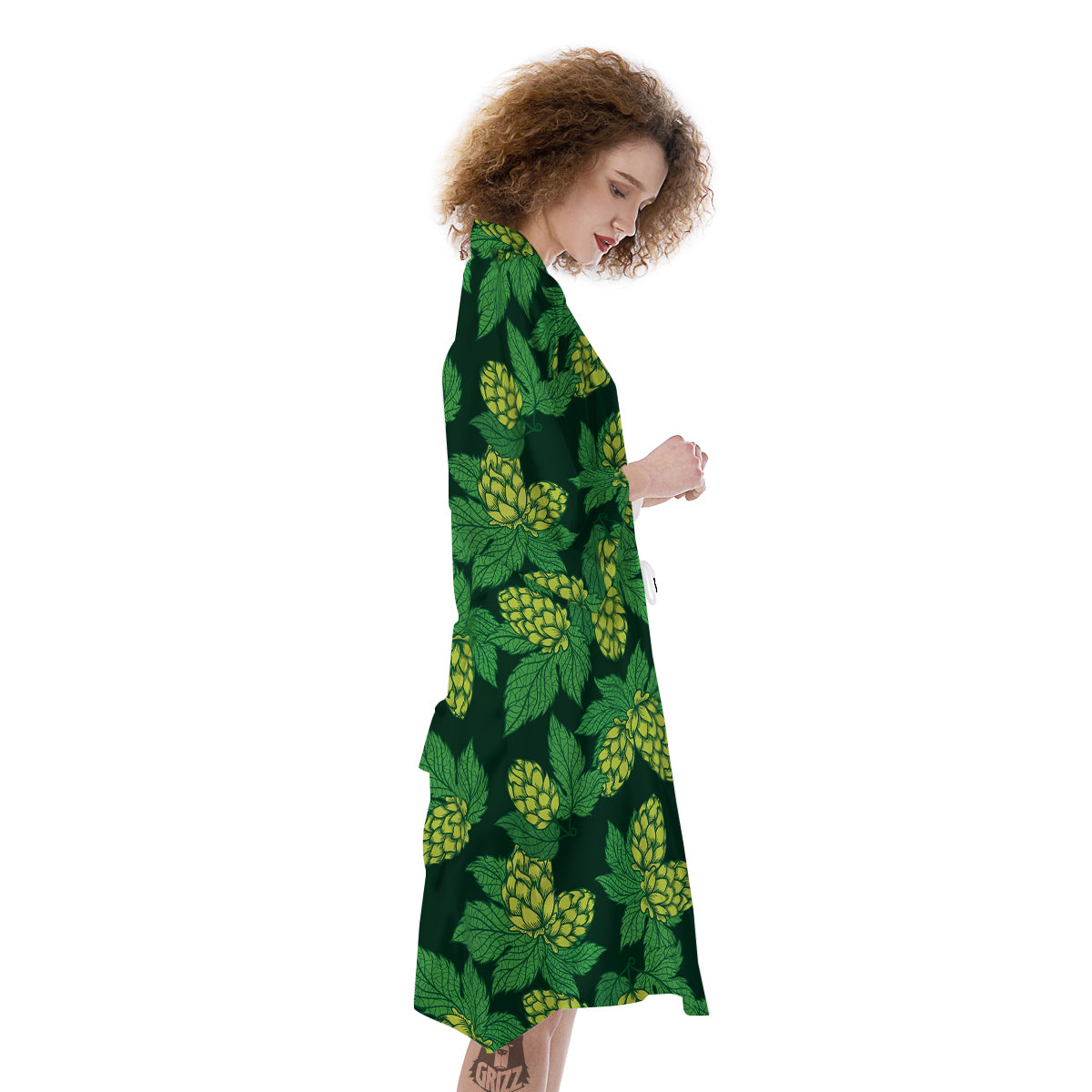 Hop Cone Vintage Print Pattern Kimono-grizzshop