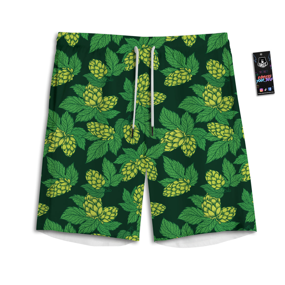 Hop Cone Vintage Print Pattern Men's Athletic Shorts