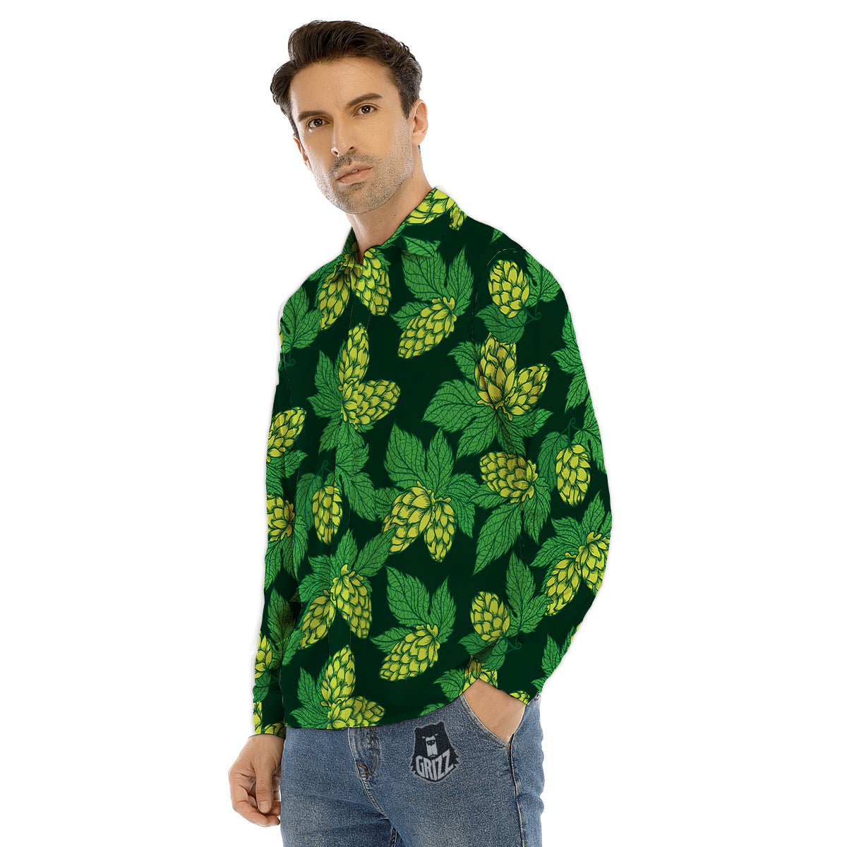 Hop Cone Vintage Print Pattern Men's Dress Shirts-grizzshop