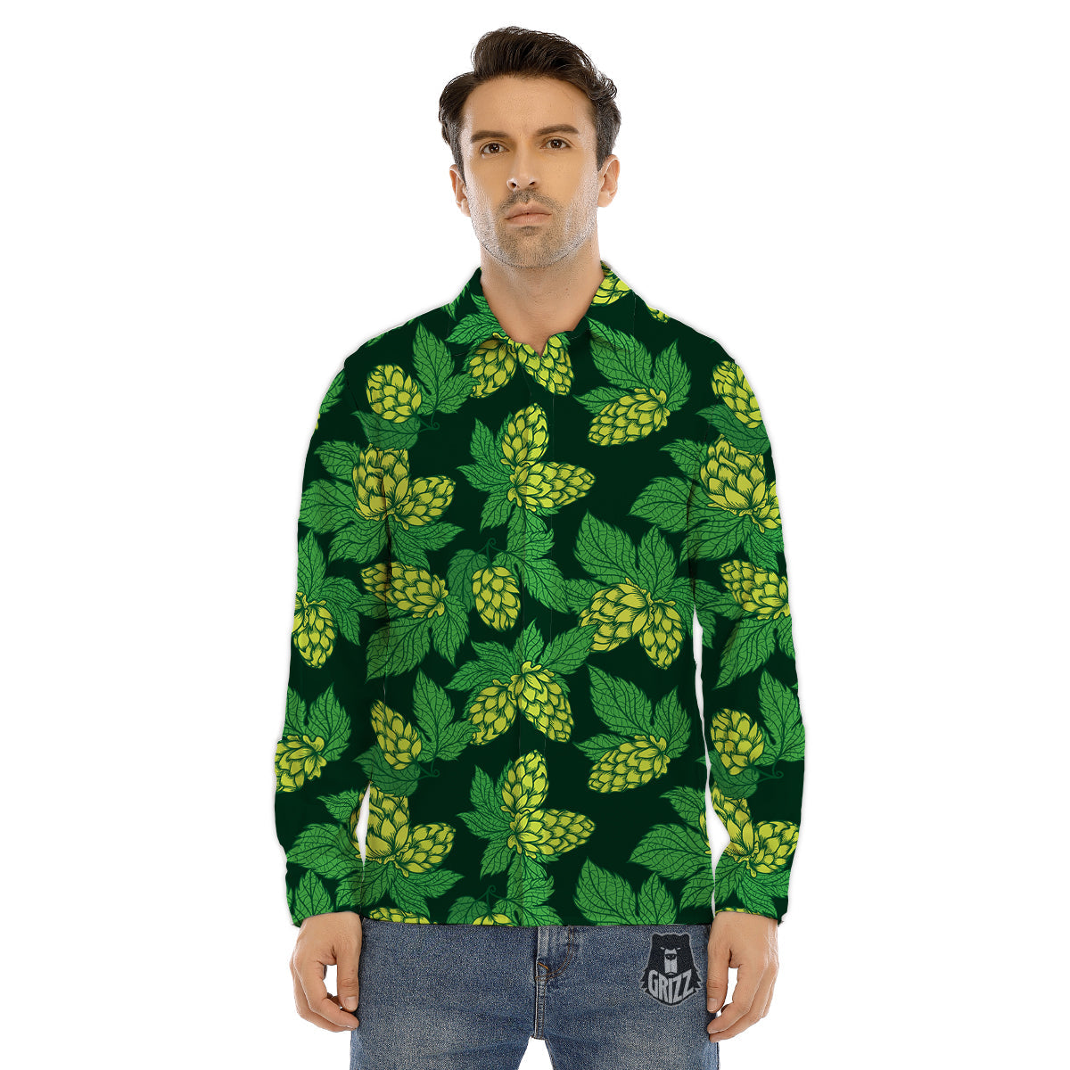 Hop Cone Vintage Print Pattern Men's Dress Shirts-grizzshop