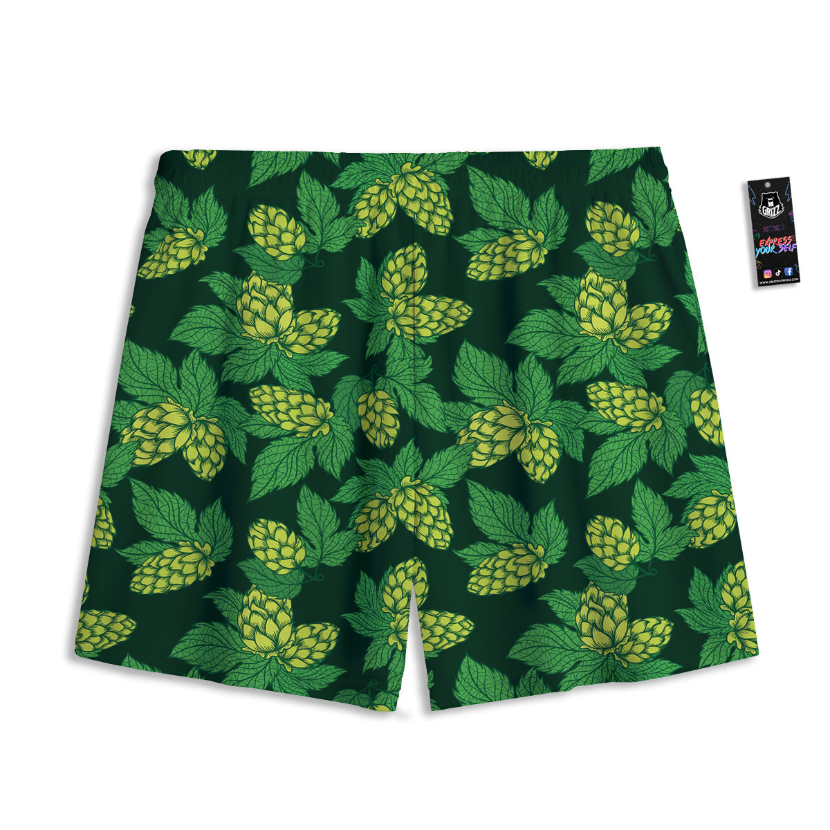 Hop Cone Vintage Print Pattern Mesh Shorts