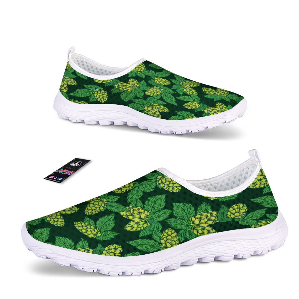 Hop Cone Vintage Print Pattern Nurse Shoes-grizzshop