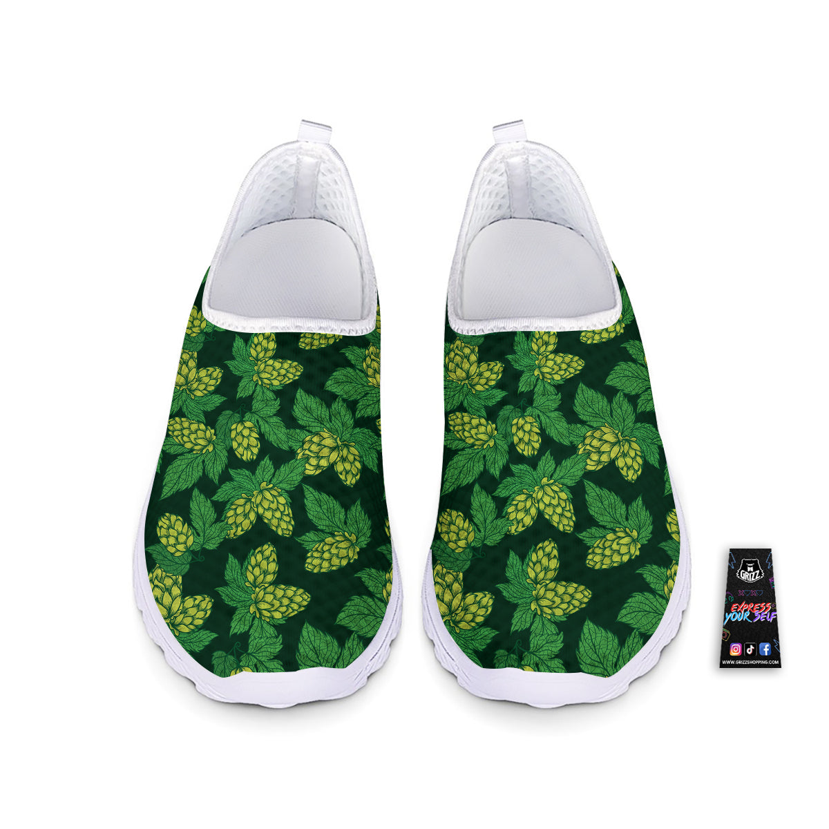 Hop Cone Vintage Print Pattern Nurse Shoes-grizzshop