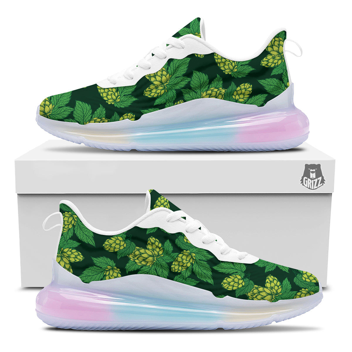 Hop Cone Vintage Print Pattern Running Sneakers-grizzshop