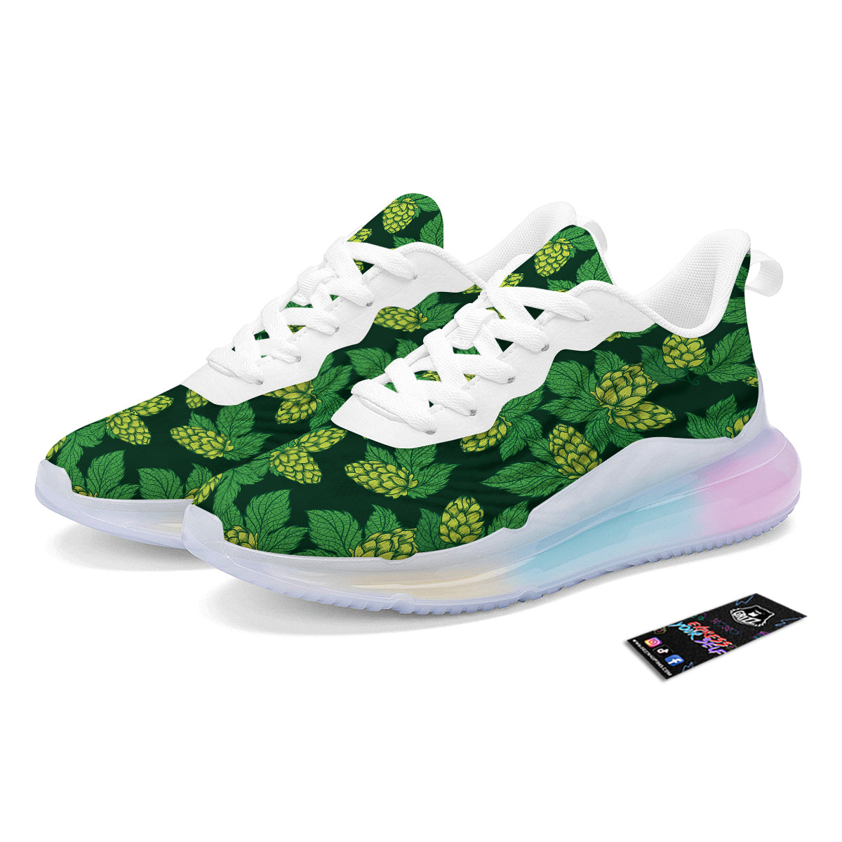 Hop Cone Vintage Print Pattern Running Sneakers-grizzshop
