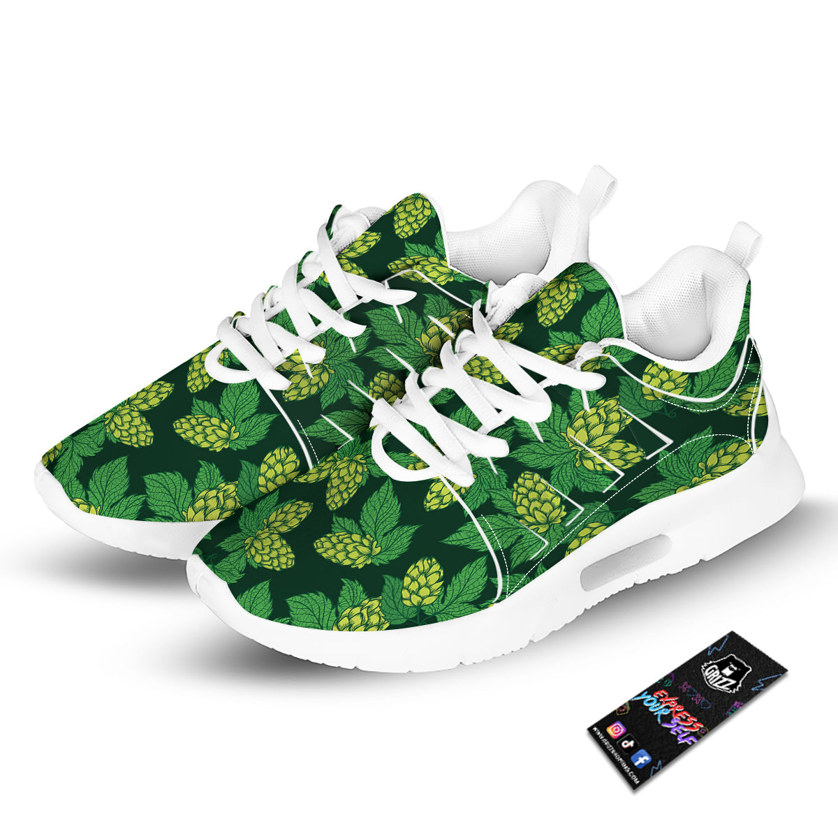 Hop Cone Vintage Print Pattern Tennis Shoes-grizzshop