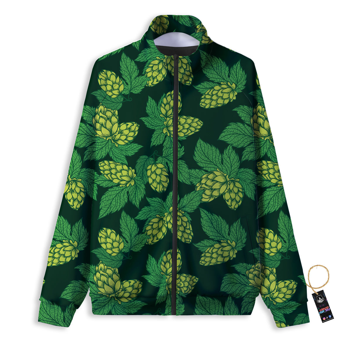 Hop Cone Vintage Print Pattern Track Jacket-grizzshop